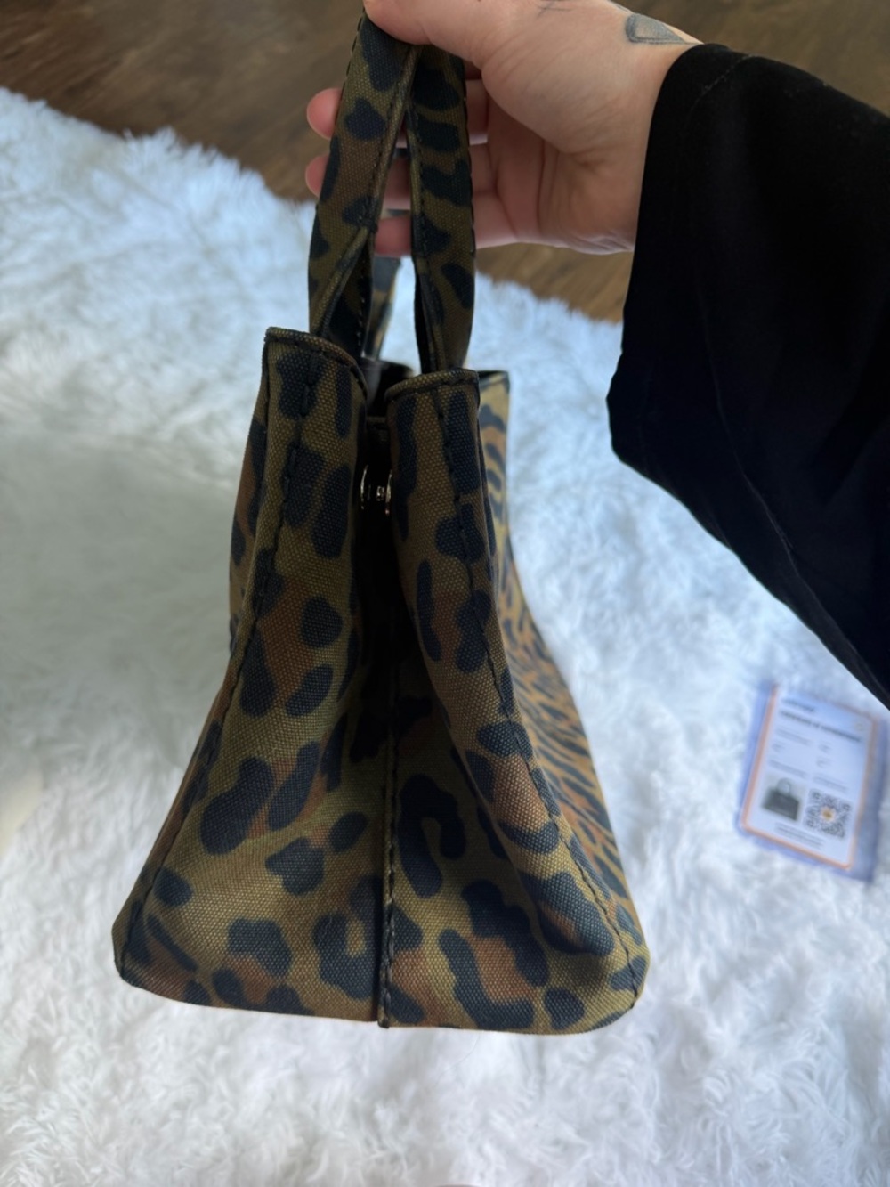 Prada Leopard Canvas Small Tote - Picture 4 of 10